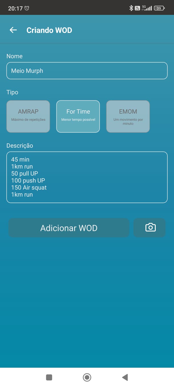 Tela de Meus WODs